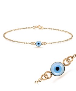 Evil Eye Round Shape Silver Bracelet BRS-201-RO-GP